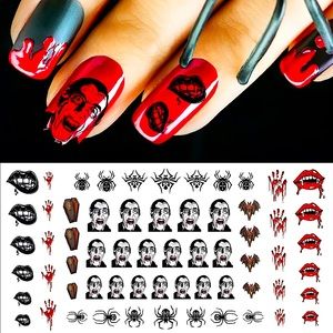 💌BO/GO$6 🧛🏻‍♂️Dracula Valentine’s Day Transfer Nail Decals
